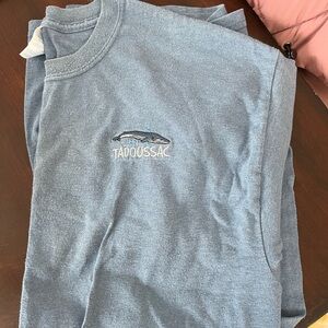 Gildan Short Sleeve T-Shirt in Heather Blue with Tadoussac Whale Embroidery